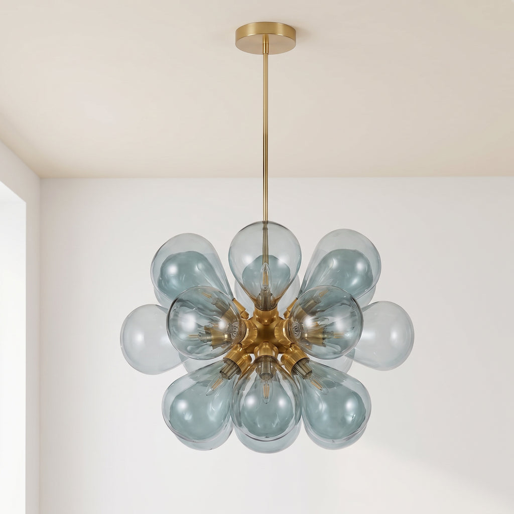 Lustre Azurea style Murano, verre soufflé bleu azur – LIVO (vue 5)