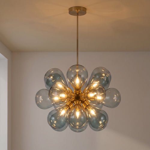 Lustre Azurea style Murano, verre soufflé bleu azur – LIVO