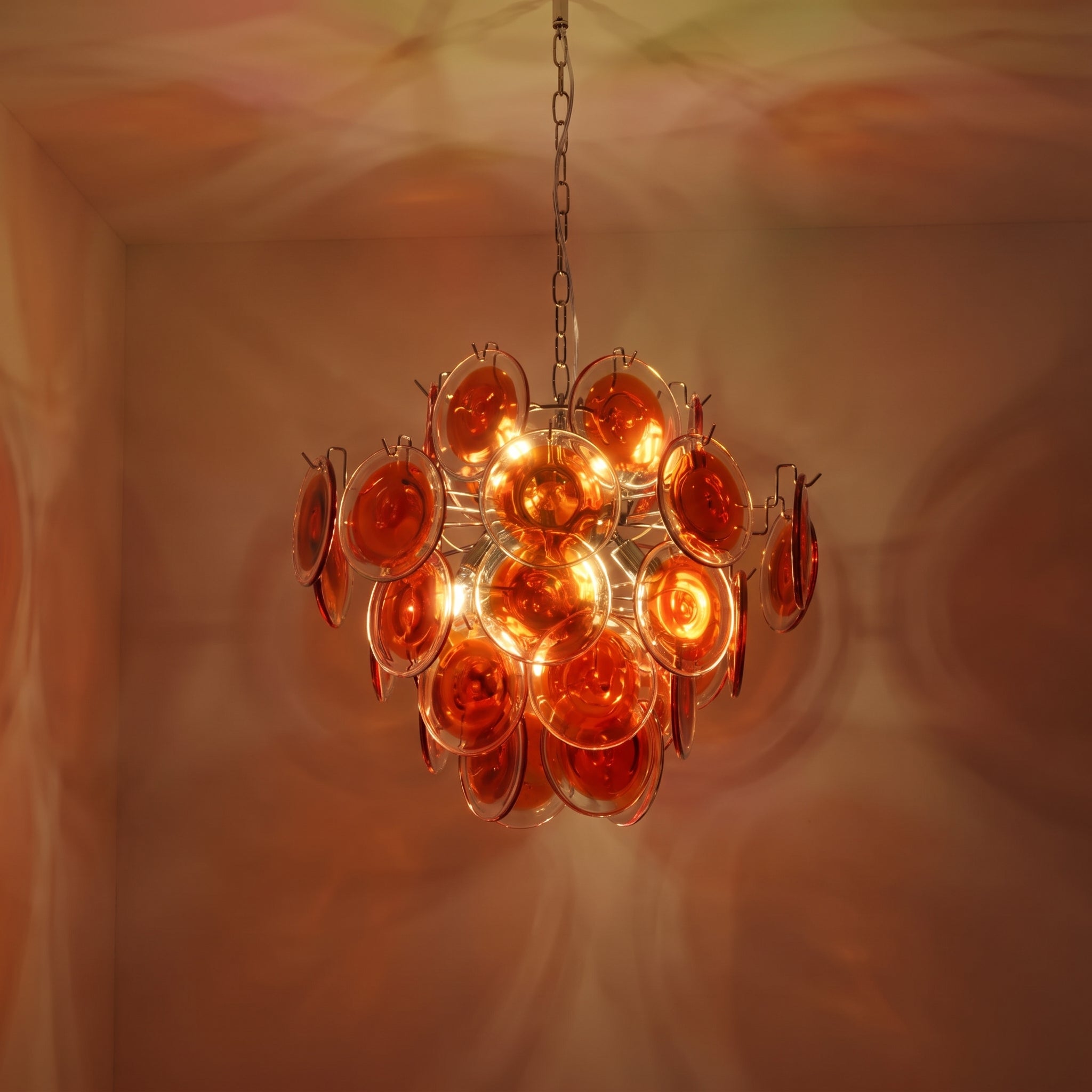 Lustre Fiamma style Murano, disques rouge orangé – LIVO