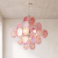 Lustre Perlina style Murano, disques de verre irisé rose – LIVO