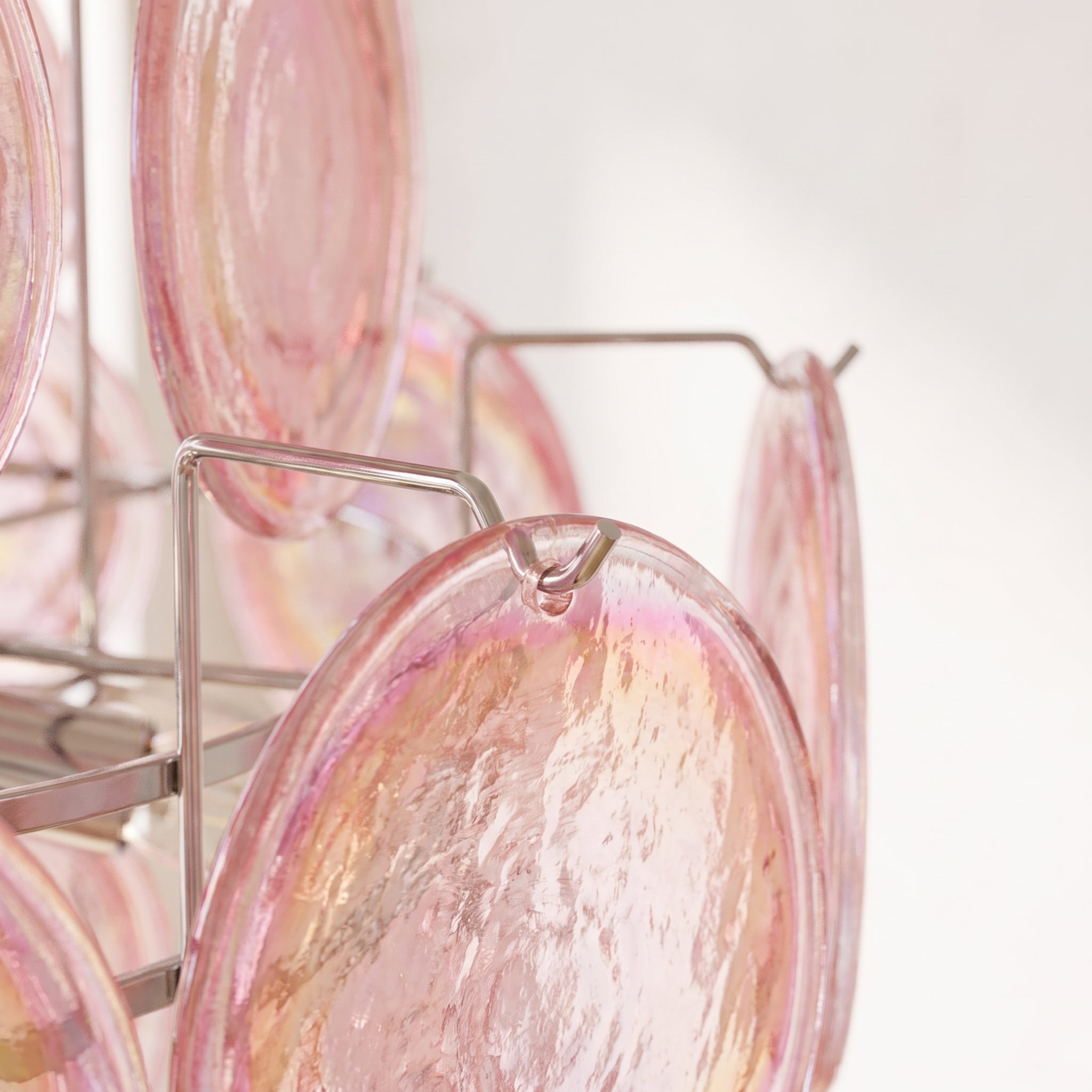 Lustre Perlina style Murano, disques de verre irisé rose – LIVO (vue 4)