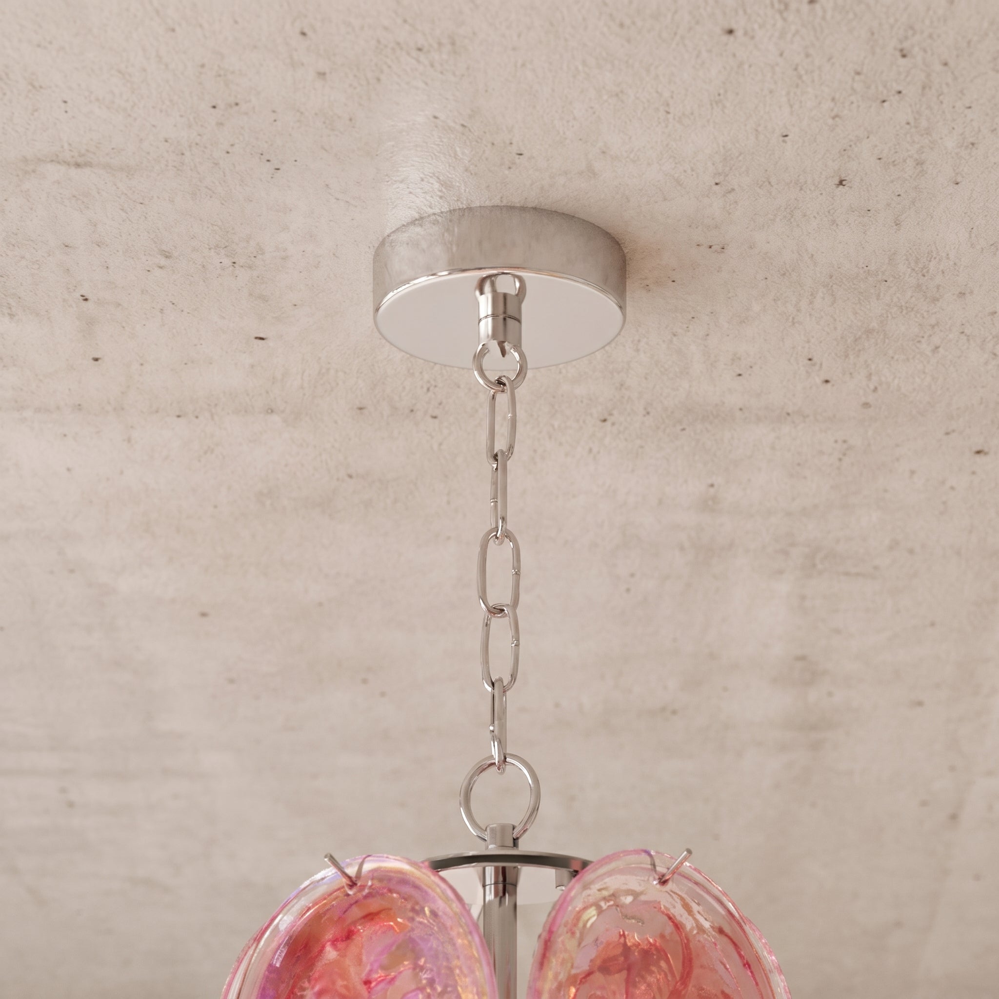 Lustre Perlina style Murano, disques de verre irisé rose – LIVO (vue 5)
