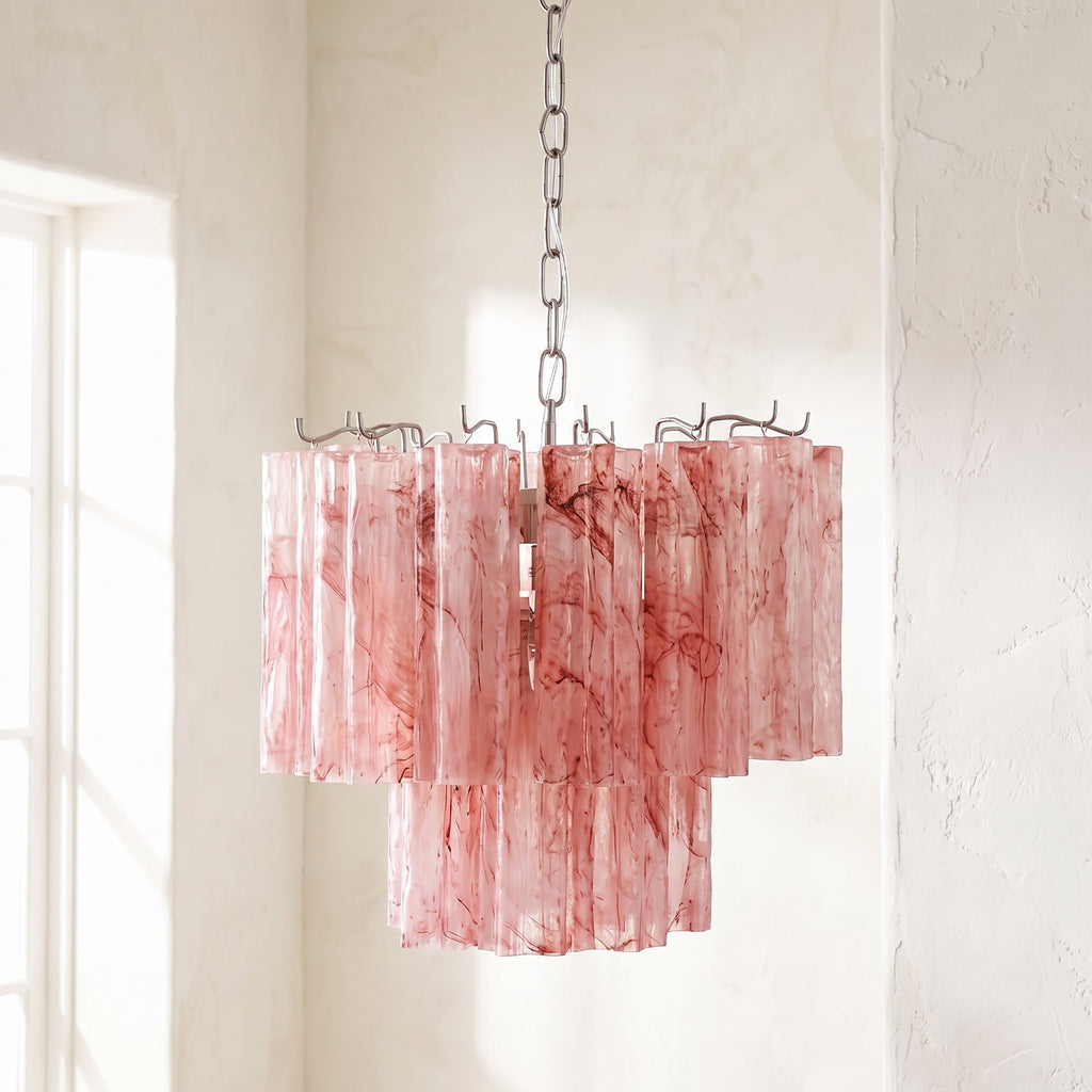 Lustre Nuvola style Murano tronchi, rose nuage – LIVO (vue 4)