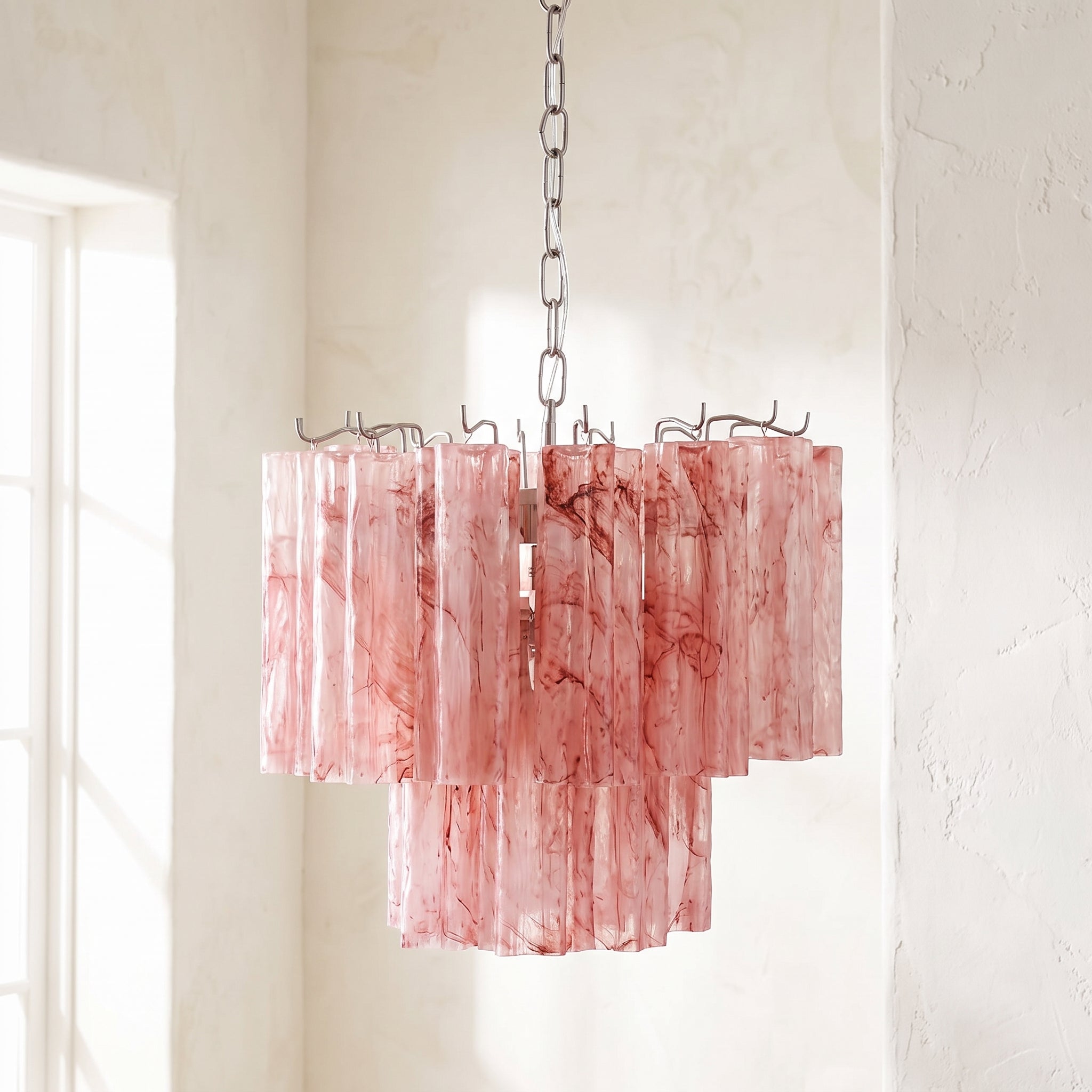Lustre Nuvola style Murano tronchi, rose nuage – LIVO (vue 4)