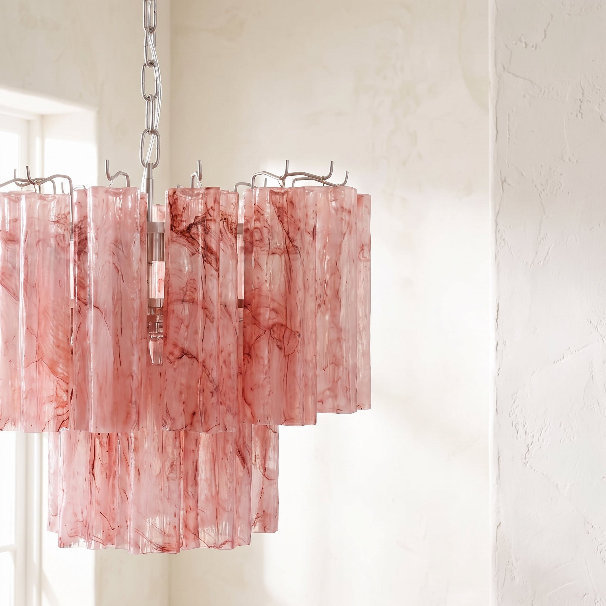Lustre Nuvola style Murano tronchi, rose nuage – LIVO (vue 5)