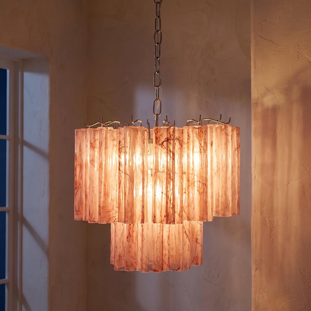Lustre Nuvola style Murano tronchi, rose nuage – LIVO (vue 3)