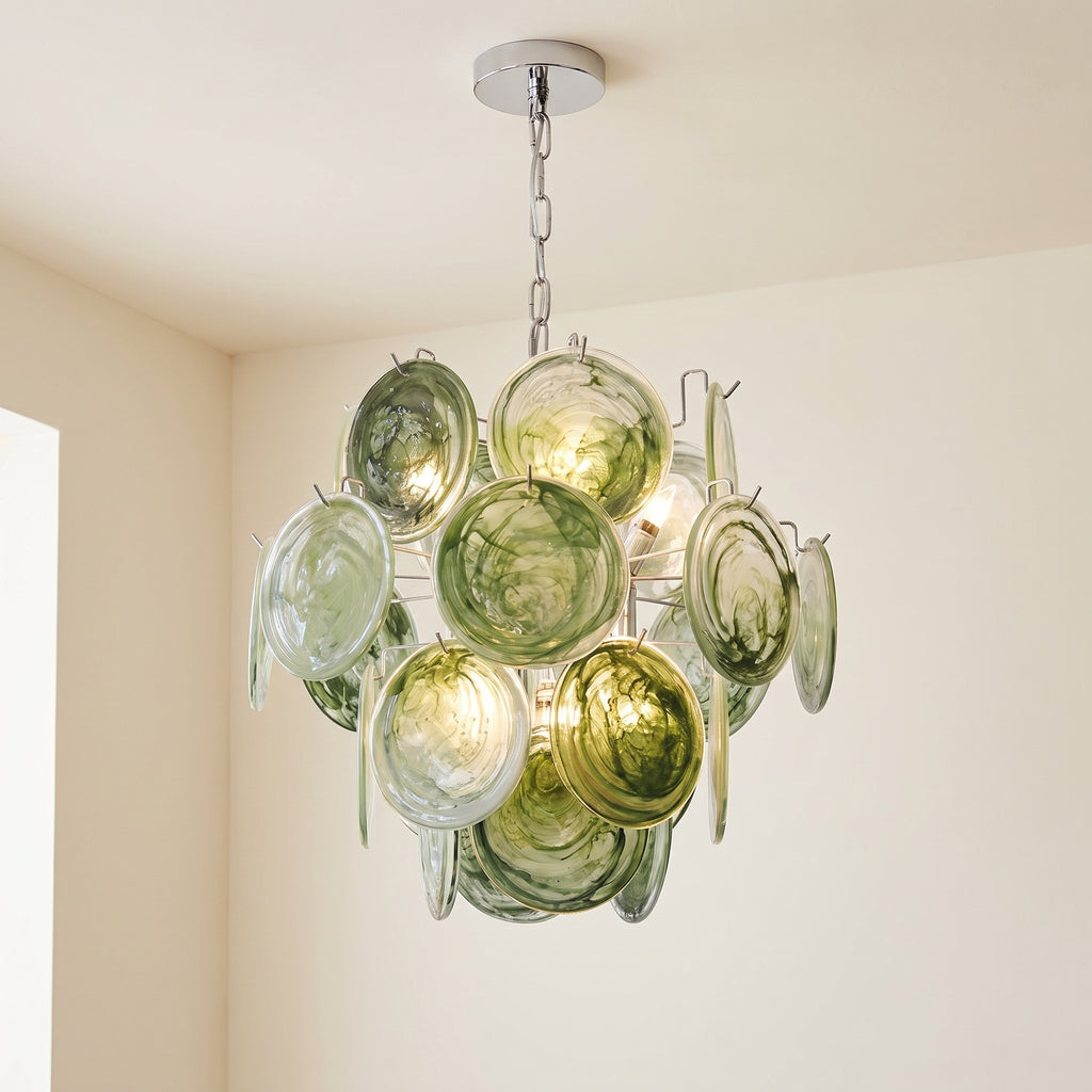 Lustre Smeralda style Murano, disques vert émeraude – LIVO