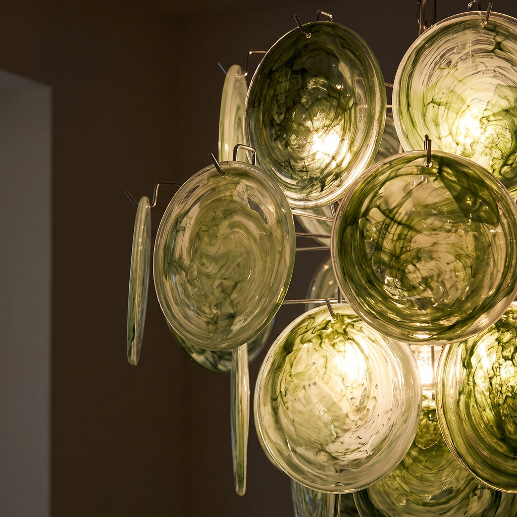 Lustre Smeralda style Murano, disques vert émeraude – LIVO (vue 3)