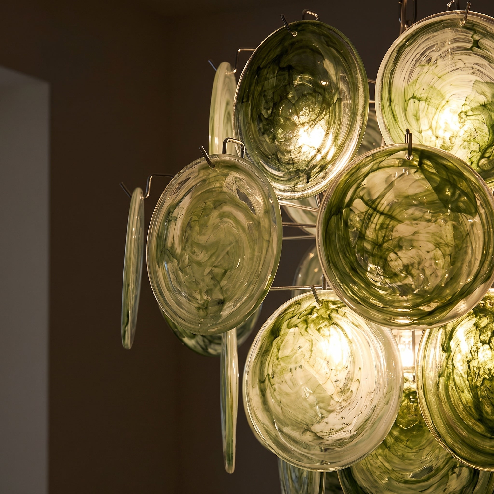 Lustre Smeralda style Murano, disques vert émeraude – LIVO (vue 3)
