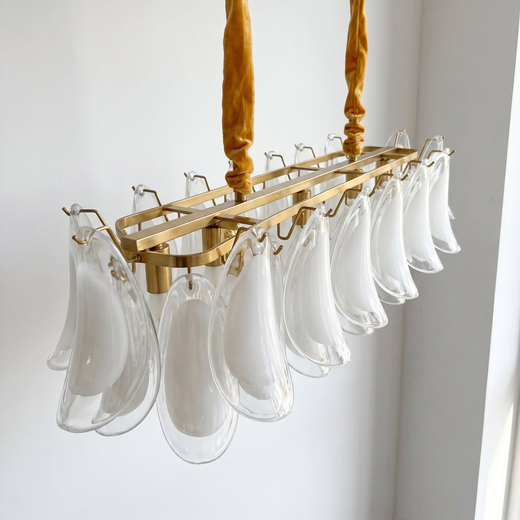 Lustre Magnolia style Murano, pétales blanc opalin – LIVO (vue 3)