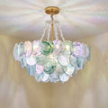 Lustre Cangiante style Murano, disques de verre irisé doré – LIVO
