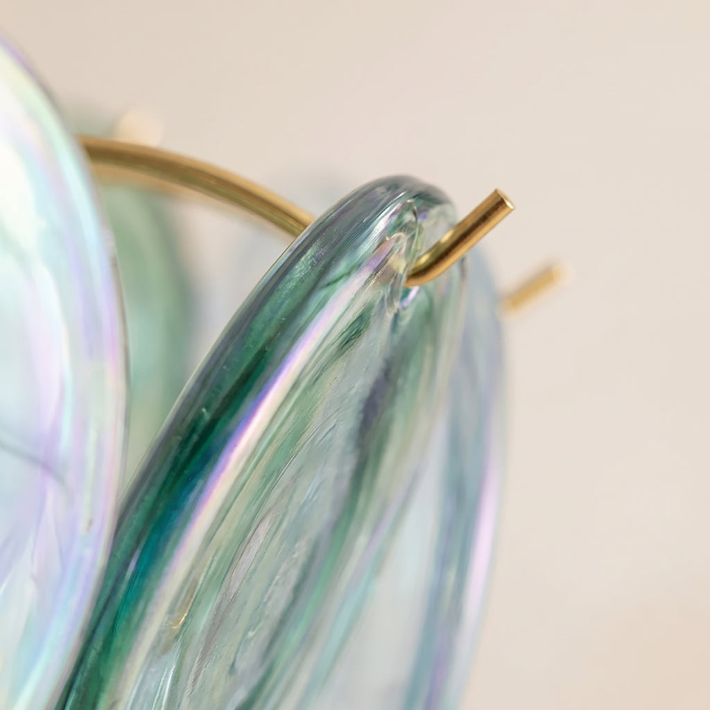 Lustre Cangiante style Murano, disques de verre irisé doré – LIVO (vue 3)