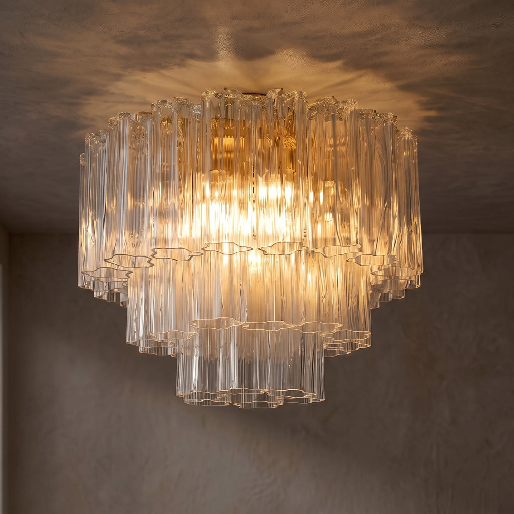 Lustre Lucrezia style Murano Art déco, verre transparent – LIVO (vue 4)