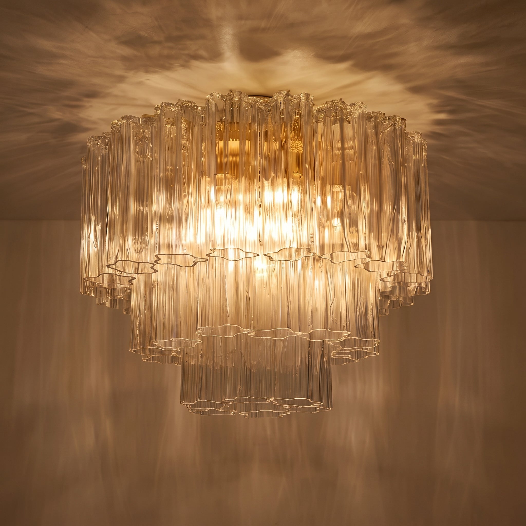 Lustre Lucrezia style Murano Art déco, verre transparent – LIVO (vue 2)