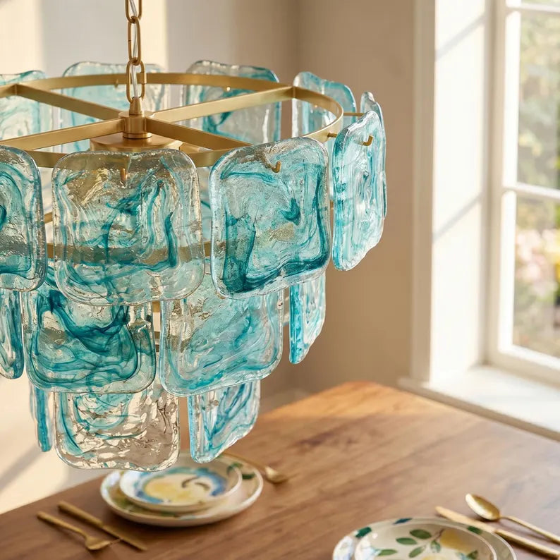 Lustre Marea style Murano bleu et vert – LIVO (vue 3)