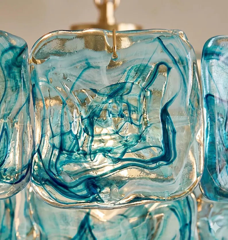 Lustre Marea style Murano bleu et vert – LIVO (vue 2)