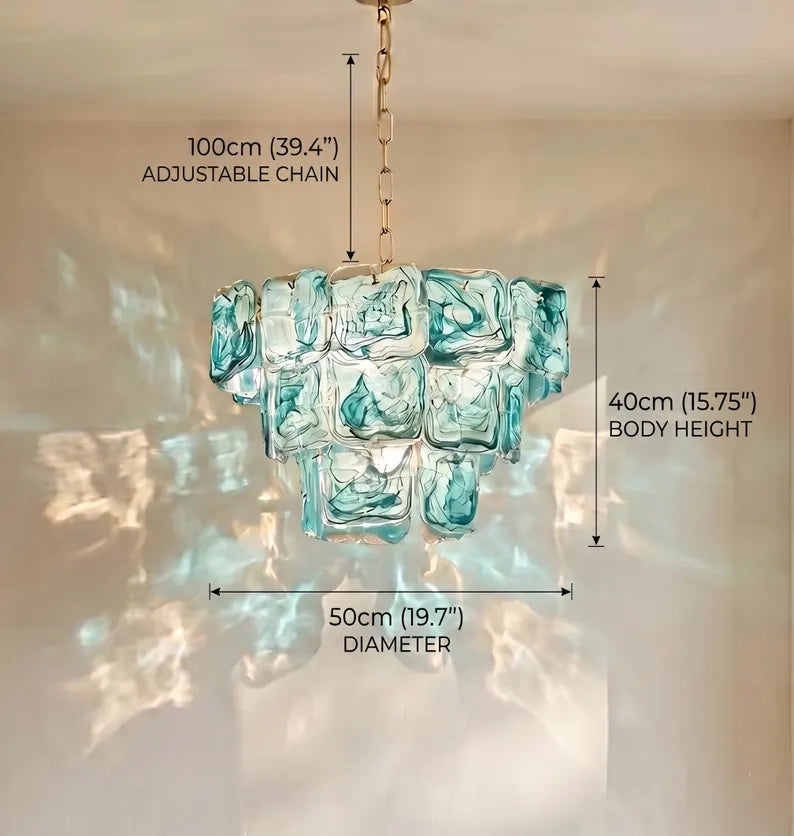 Lustre Marea style Murano bleu et vert – LIVO (vue 5)