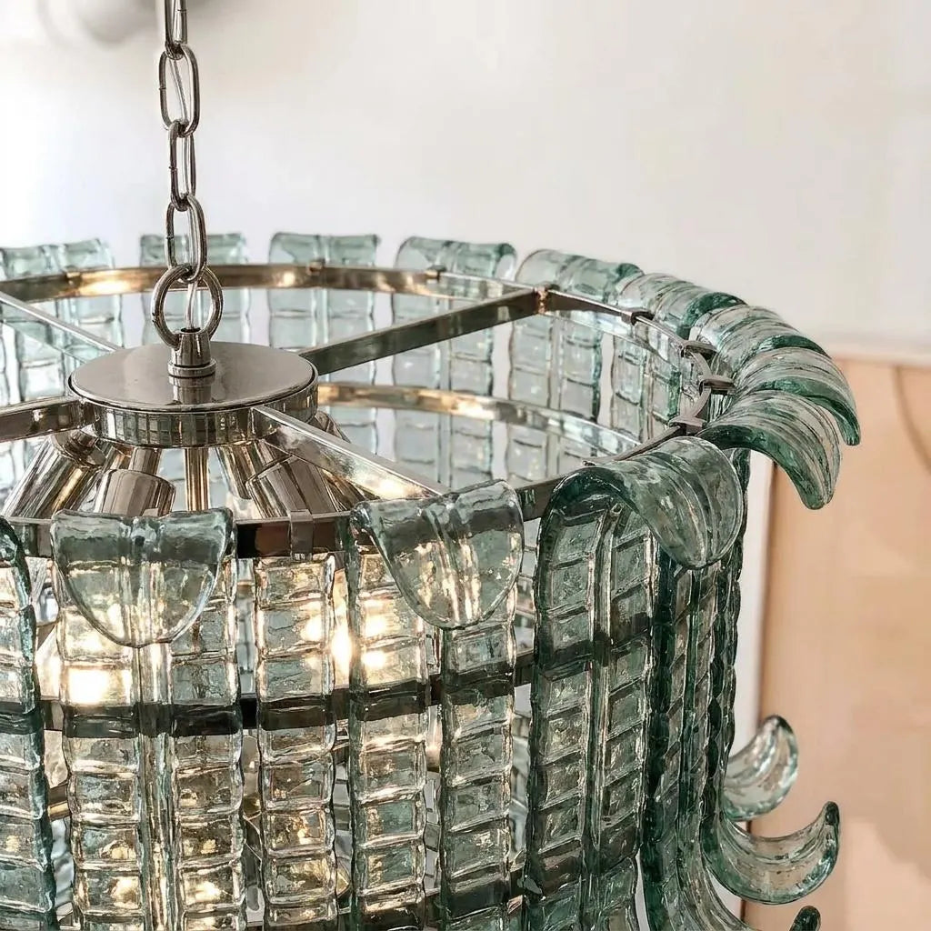 Lustre Crovenza style Murano vert, verre texturé – LIVO (vue 3)