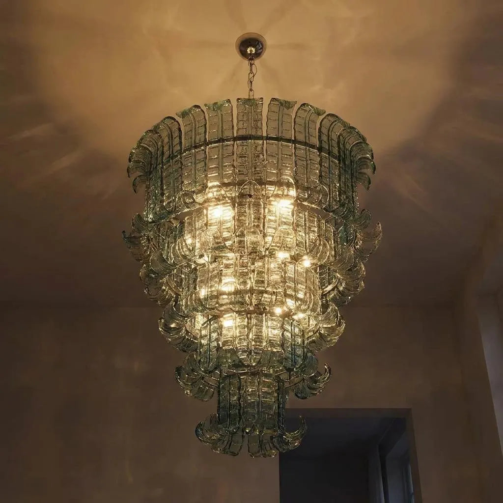 Lustre Crovenza style Murano vert, verre texturé – LIVO (vue 2)