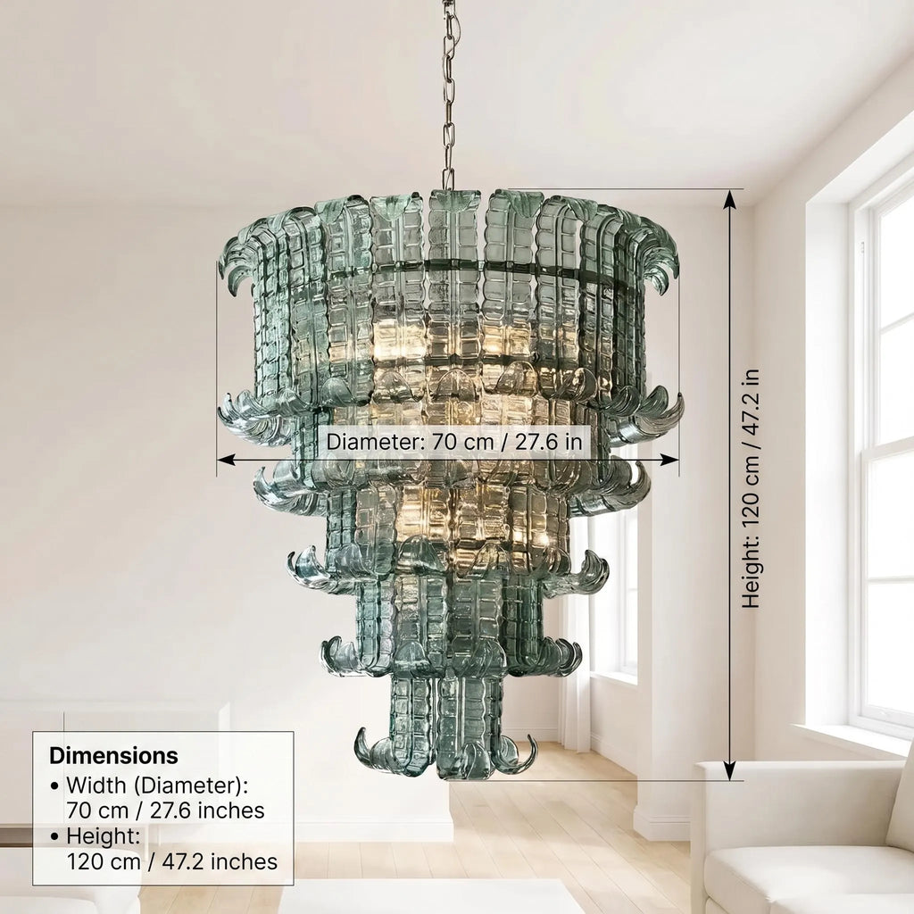 Lustre Crovenza style Murano vert, verre texturé – LIVO (vue 8)