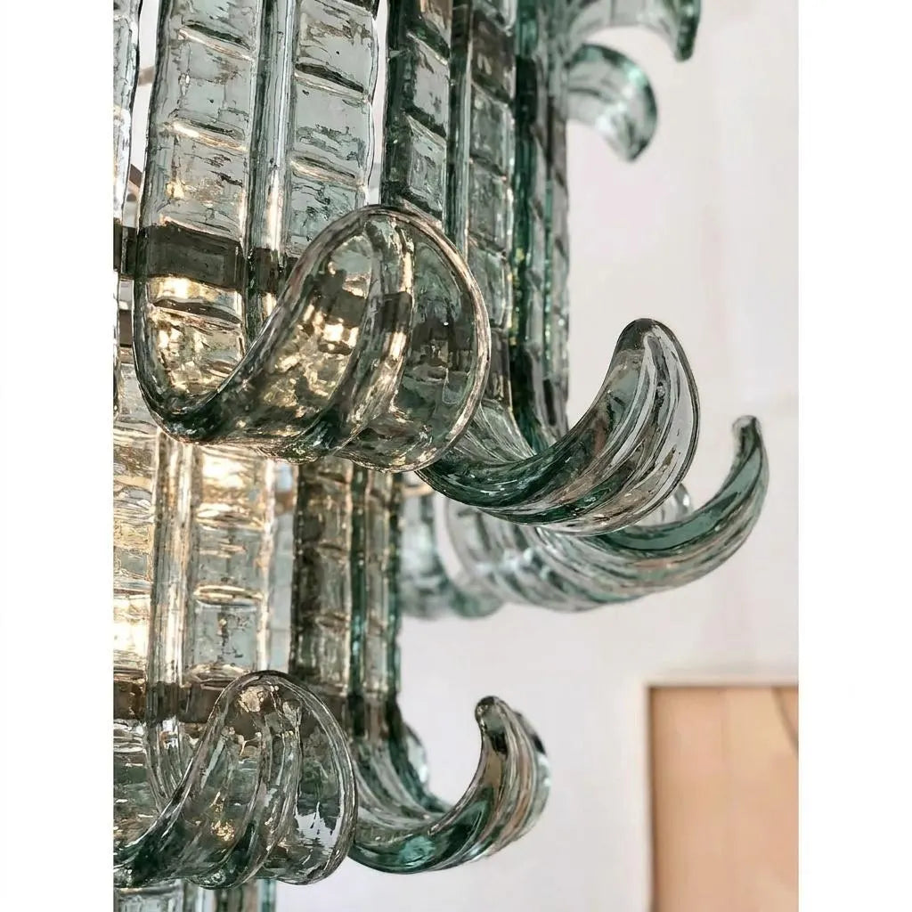 Lustre Crovenza style Murano vert, verre texturé – LIVO (vue 5)