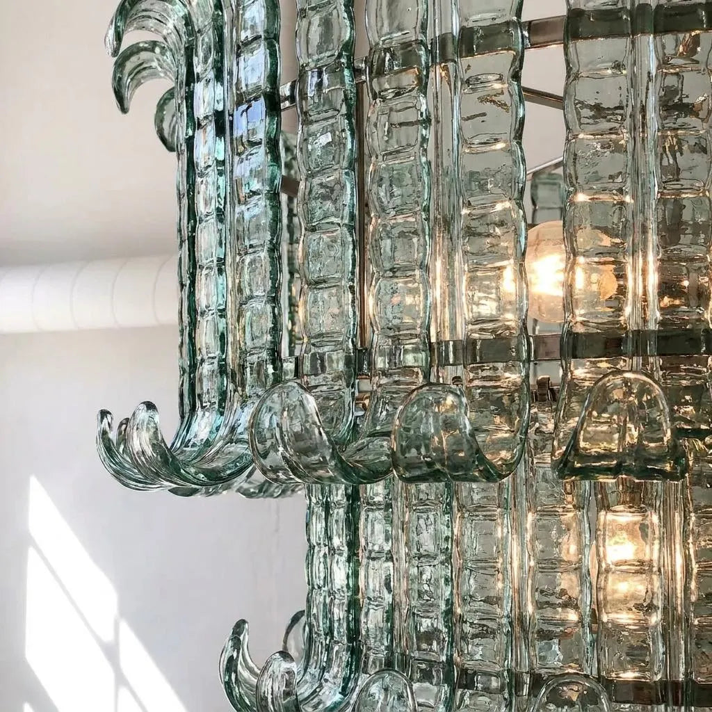 Lustre Crovenza style Murano vert, verre texturé – LIVO (vue 4)