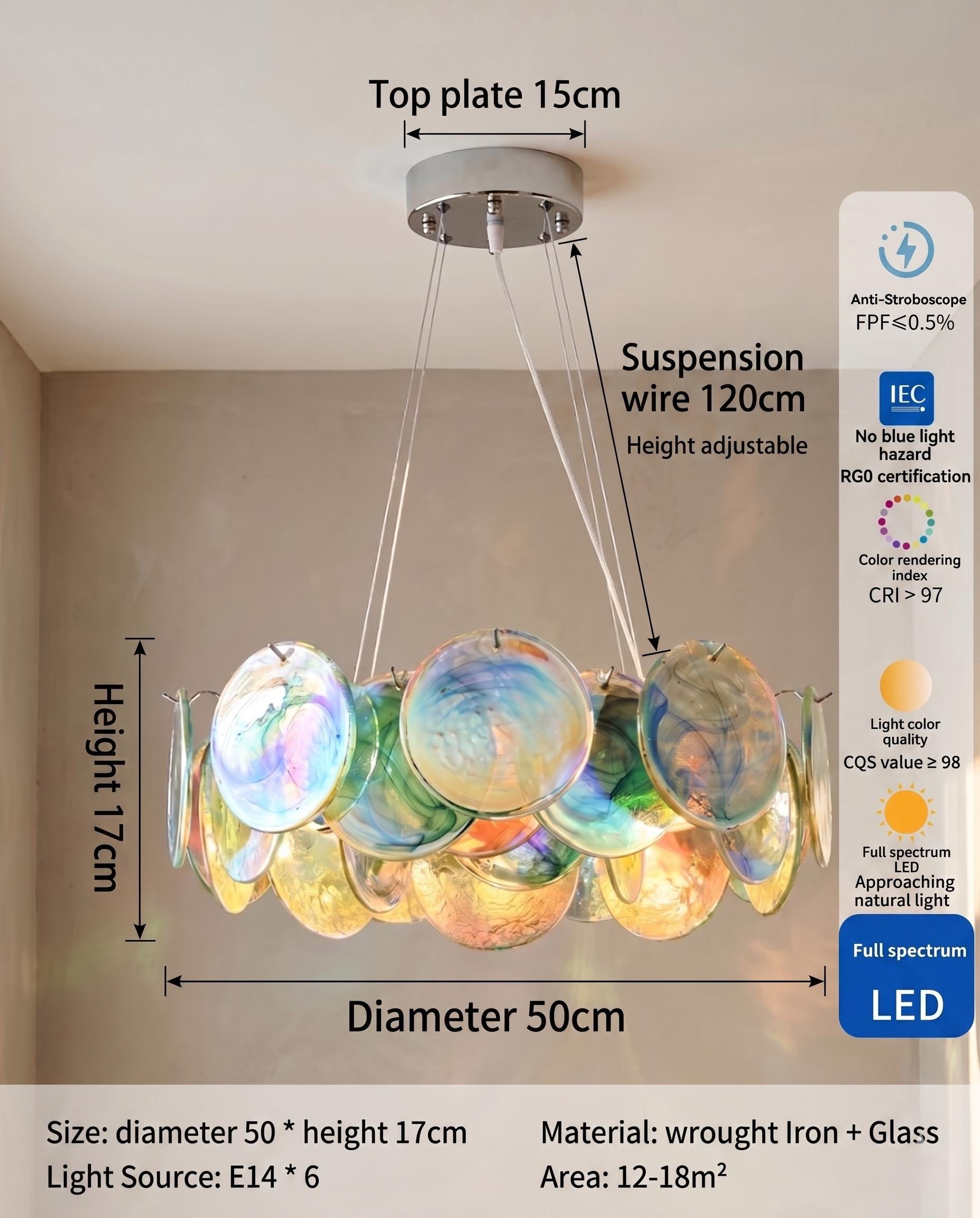 Lustre Ottavia style Murano Art déco, verre peint main – LIVO (vue 10)