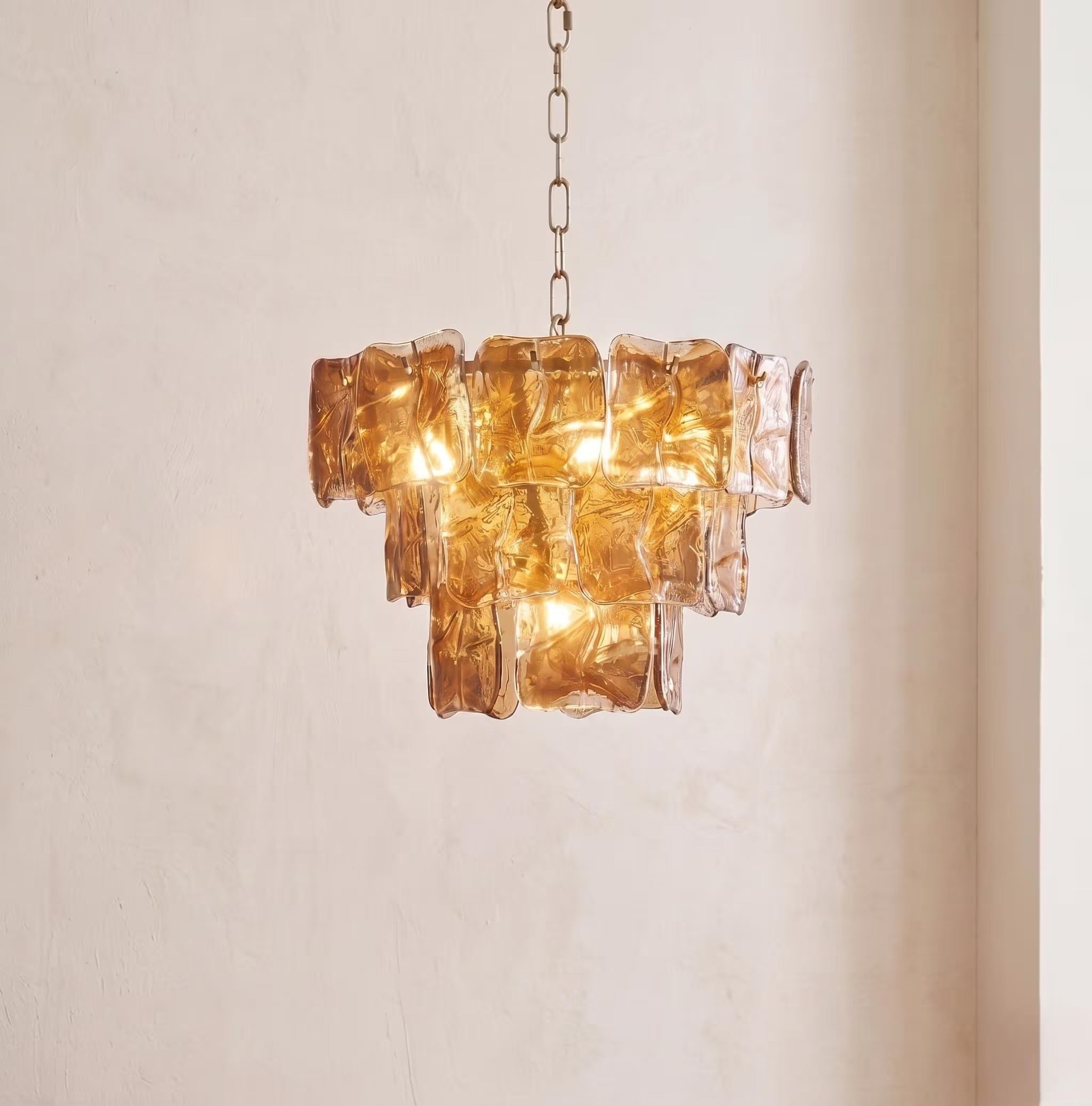 Lustre Solara style Murano ambre – LIVO