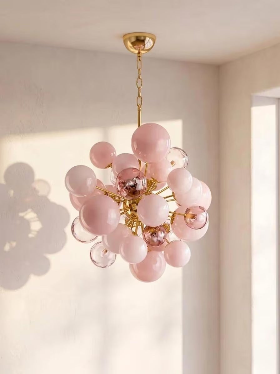 Lustre Ondina bulles de verre rose, style contemporain – LIVO