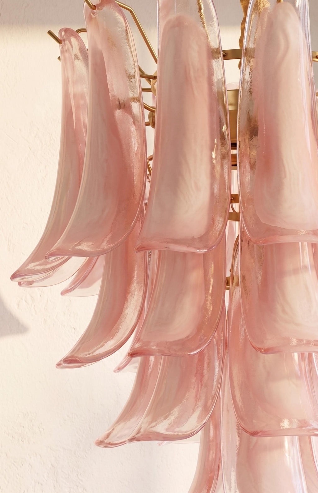 Lustre Rosalba style Murano rose à pétales – LIVO (vue 2)