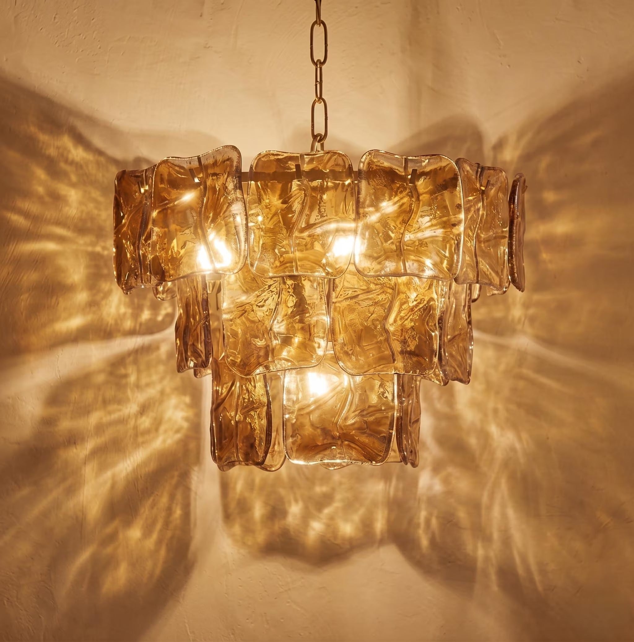 Lustre Solara style Murano ambre – LIVO (vue 5)