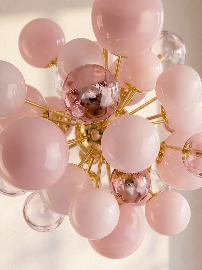 Lustre Ondina bulles de verre rose, style contemporain – LIVO (vue 2)