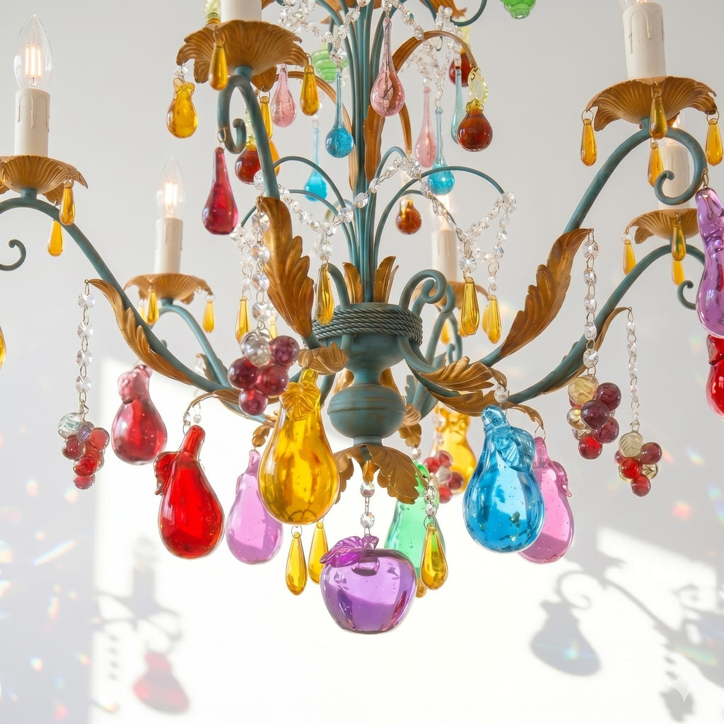Lustre Iride style Murano verre peint main – LIVO (vue 4)
