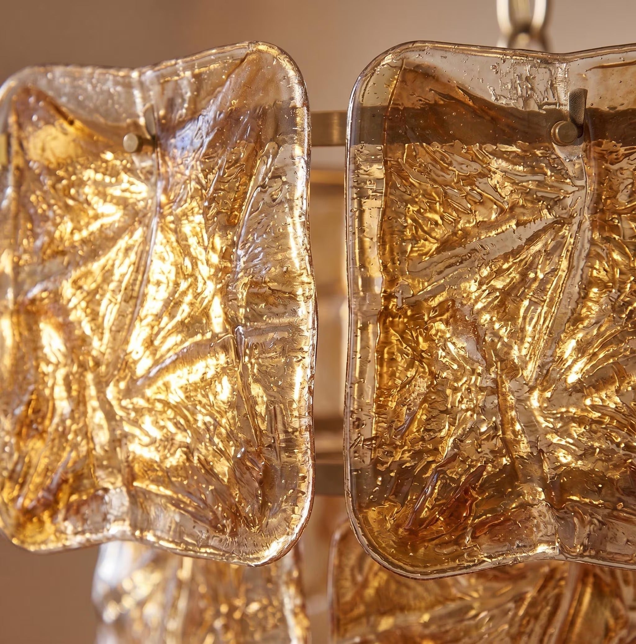 Lustre Solara style Murano ambre – LIVO (vue 2)