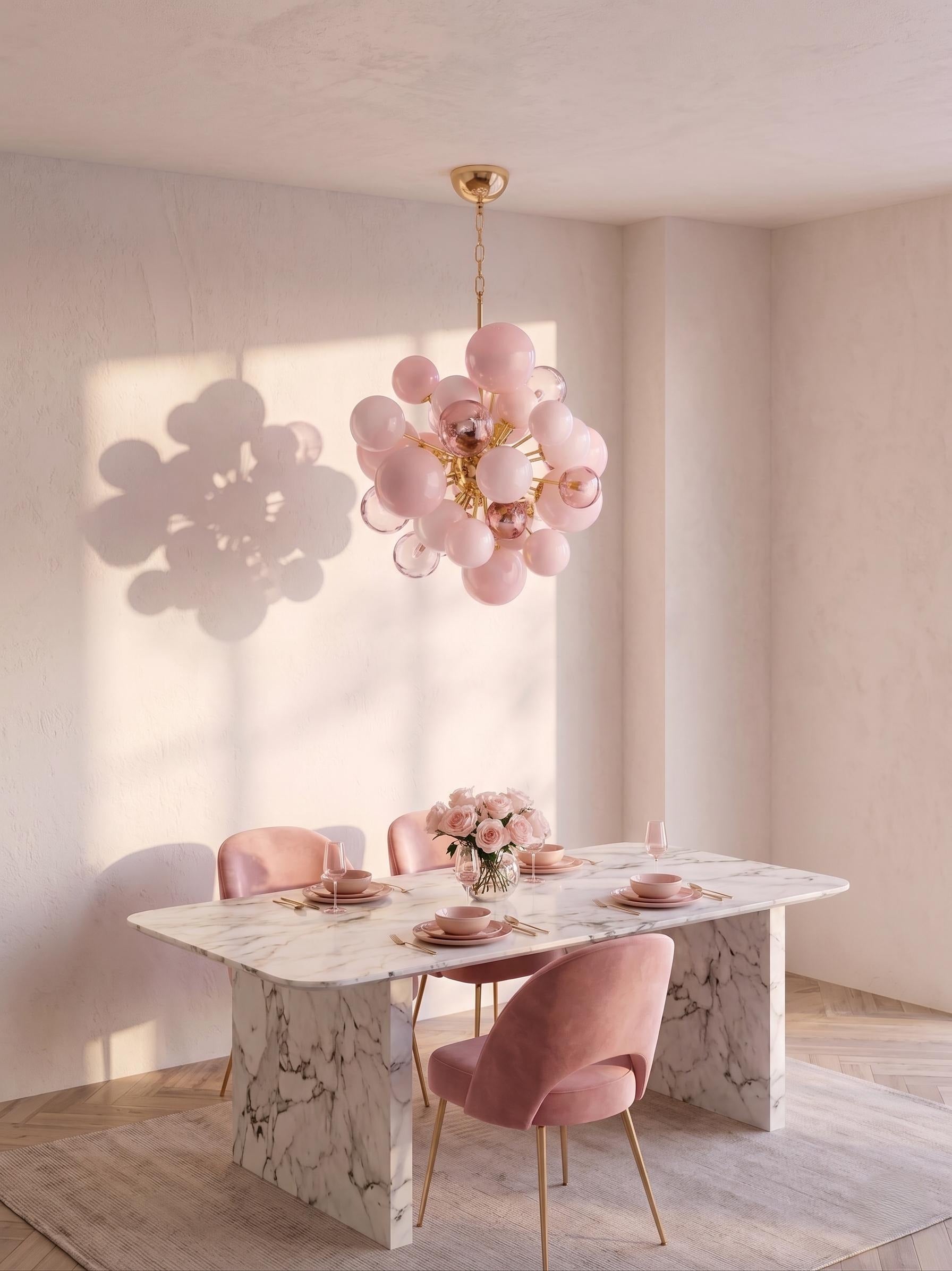 Lustre Ondina bulles de verre rose, style contemporain – LIVO (vue 3)