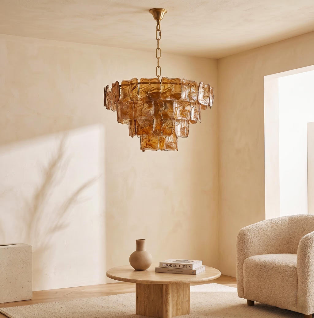 Lustre Elettra style Murano ambre – LIVO (vue 3)