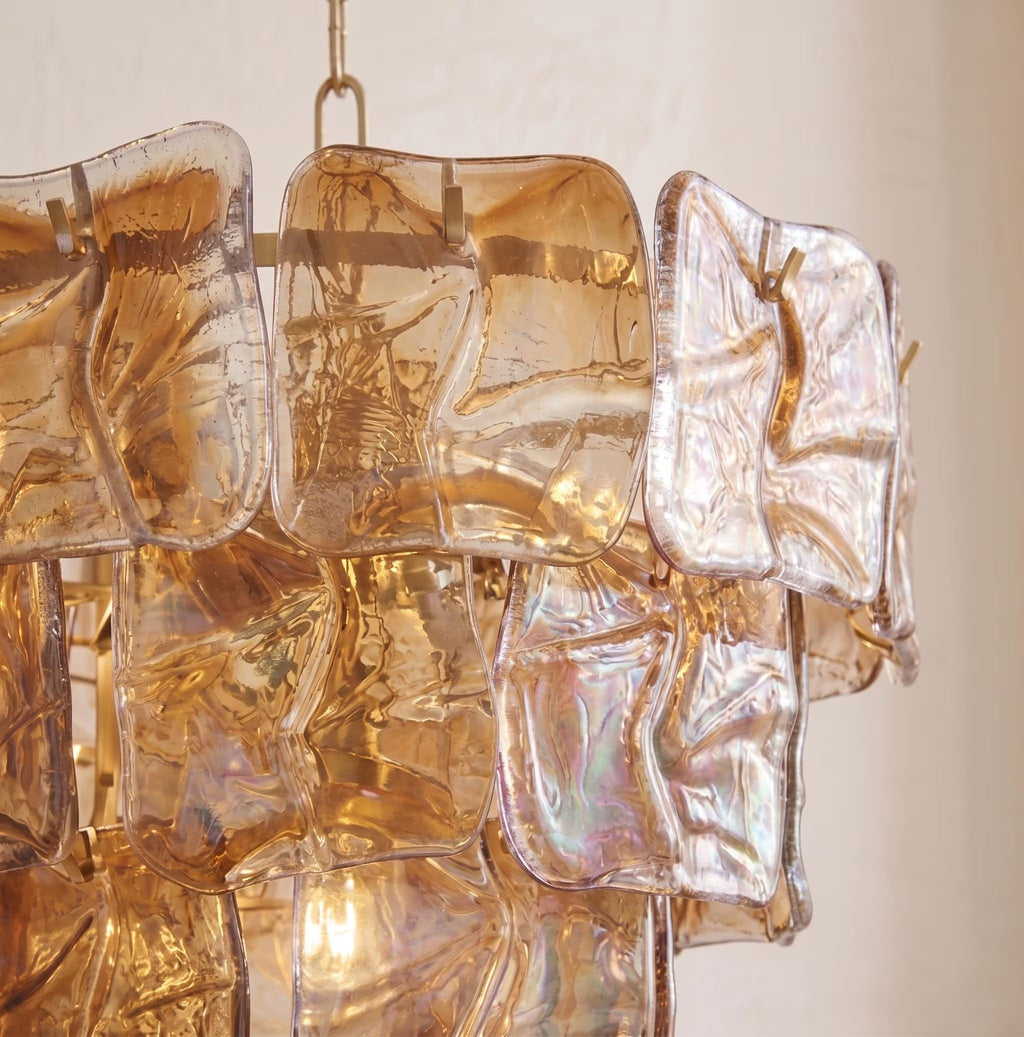 Lustre Solara style Murano ambre – LIVO (vue 3)