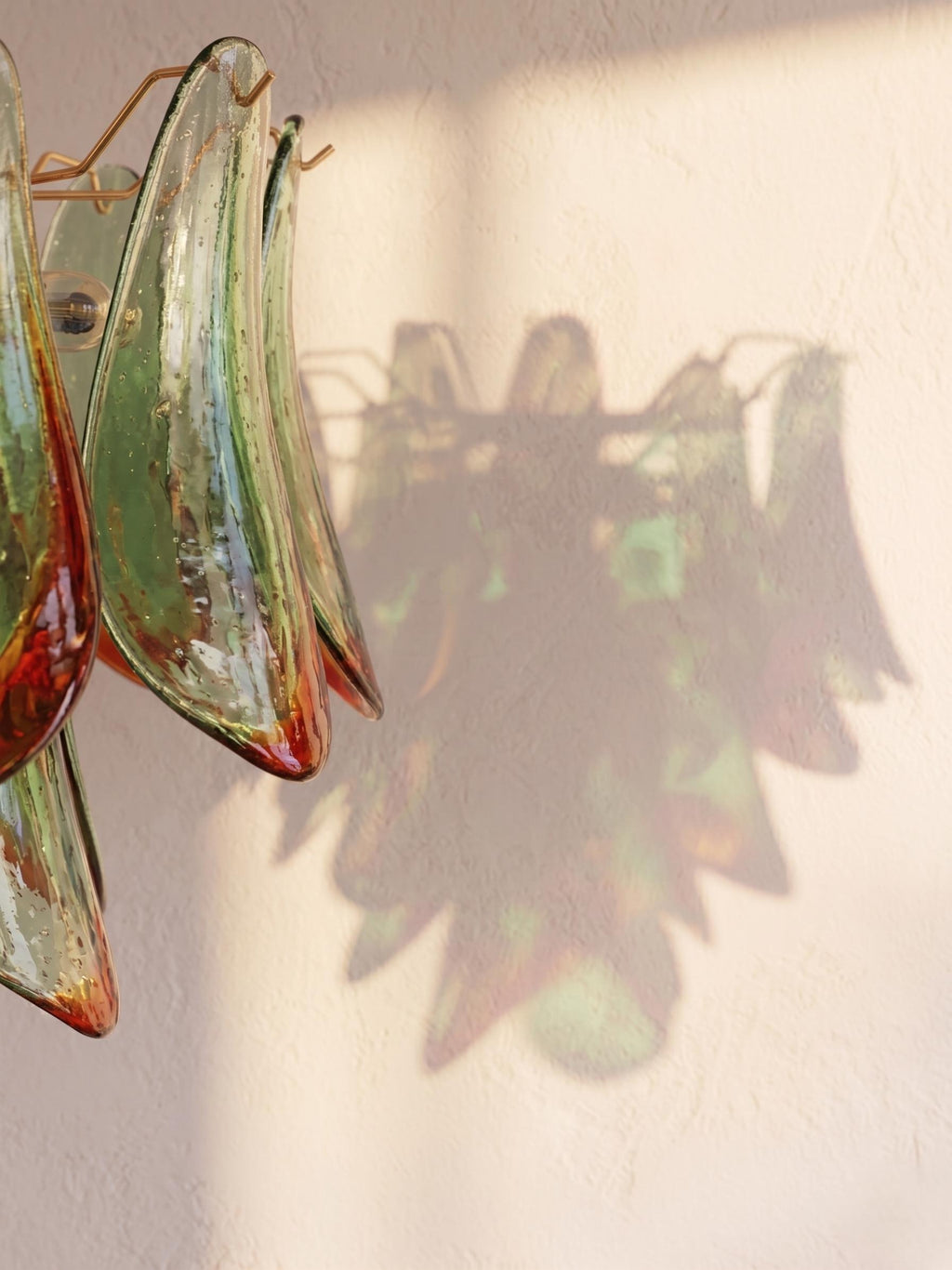 Lustre Dalia style Murano pétales vert et orange – LIVO (vue 4)