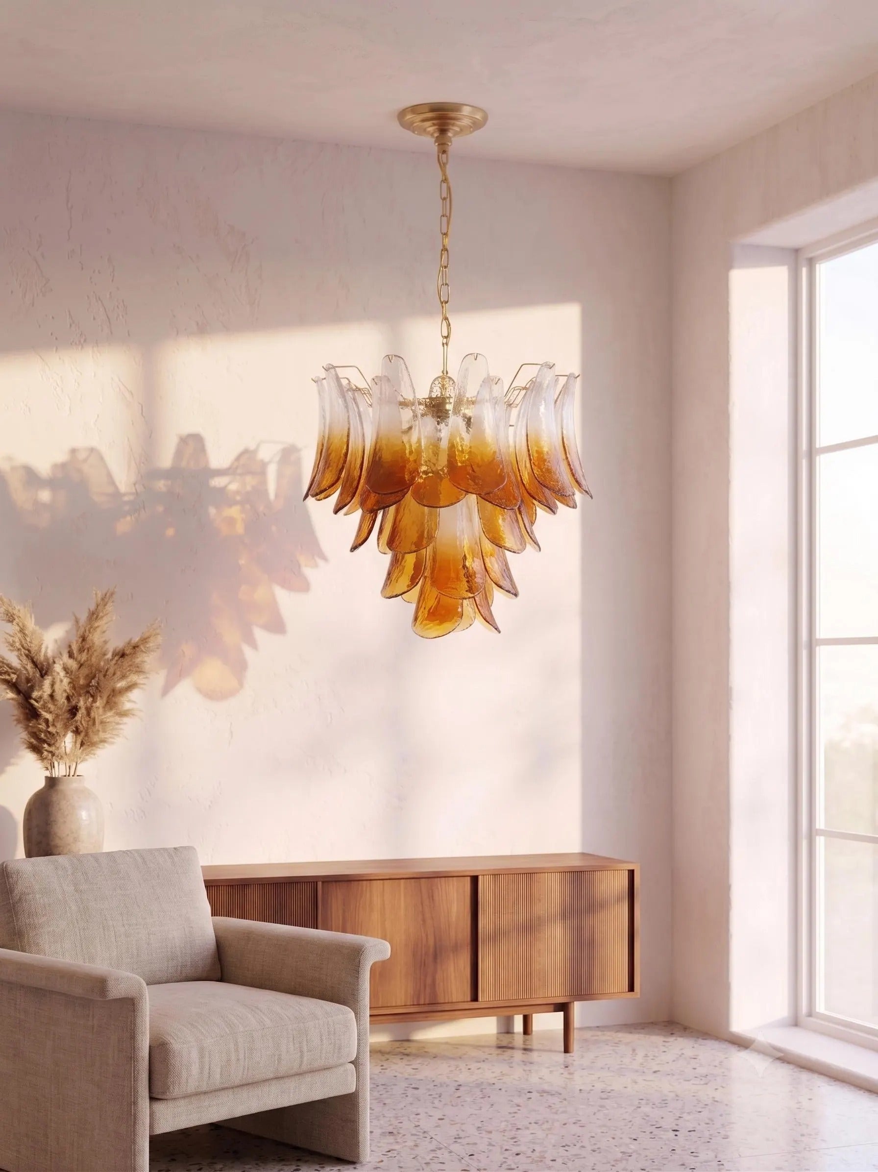 Lustre Fiora style Murano pétales de verre – LIVO (vue 3)