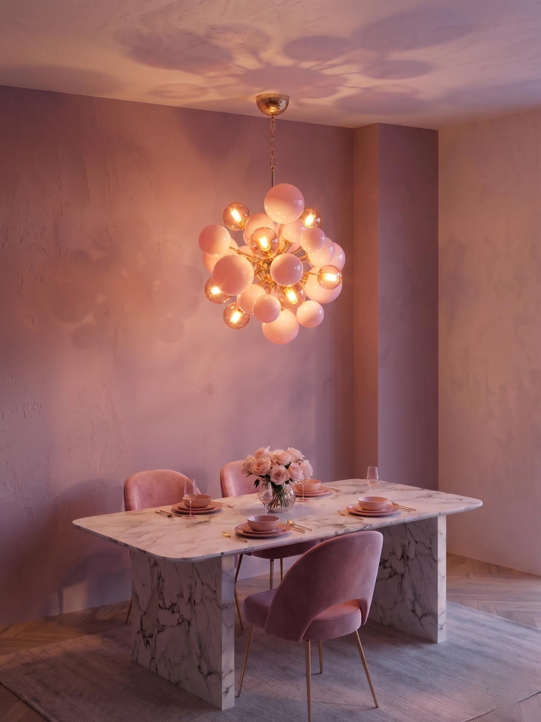 Lustre Ondina bulles de verre rose, style contemporain – LIVO (vue 5)
