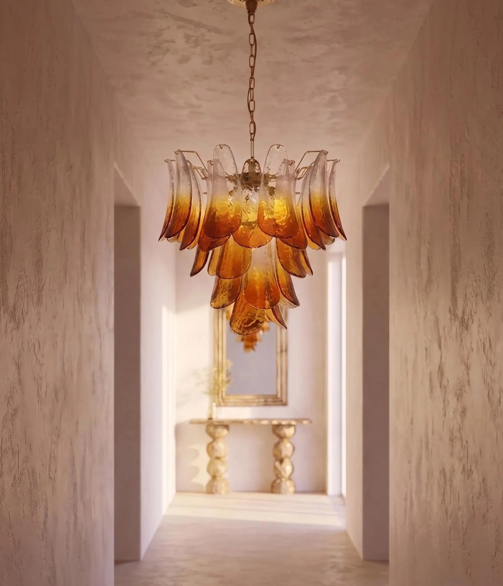 Lustre Fiora style Murano pétales de verre – LIVO (vue 5)