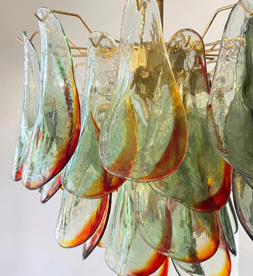 Lustre Dalia style Murano pétales vert et orange – LIVO (vue 5)