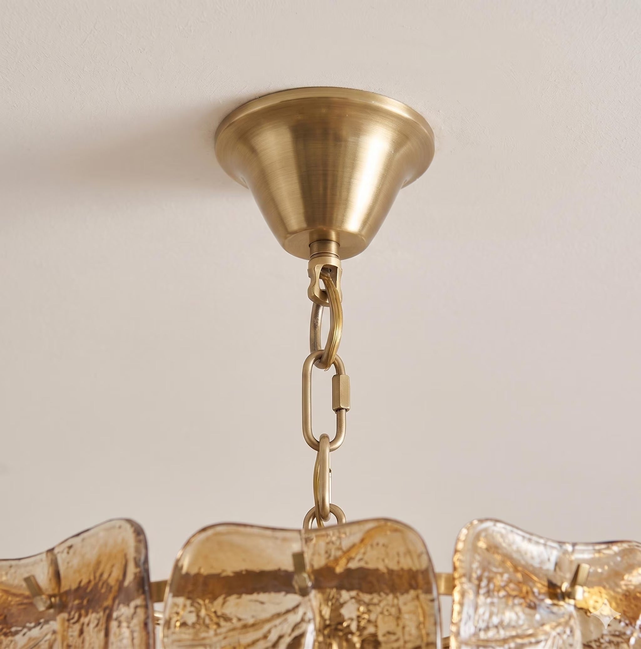Lustre Solara style Murano ambre – LIVO (vue 4)