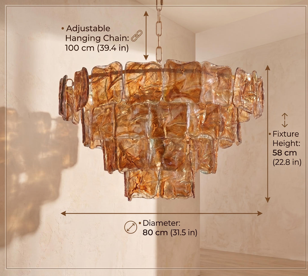 Lustre Elettra style Murano ambre – LIVO (vue 6)