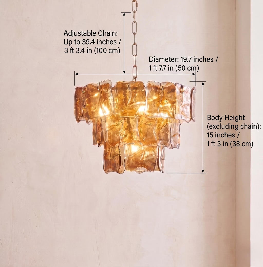 Lustre Solara style Murano ambre – LIVO (vue 7)